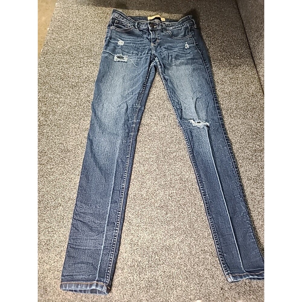 Hollister Women's Size 3R W26 L31 Dark Distressed  Super Skinny Stretchy Jeans